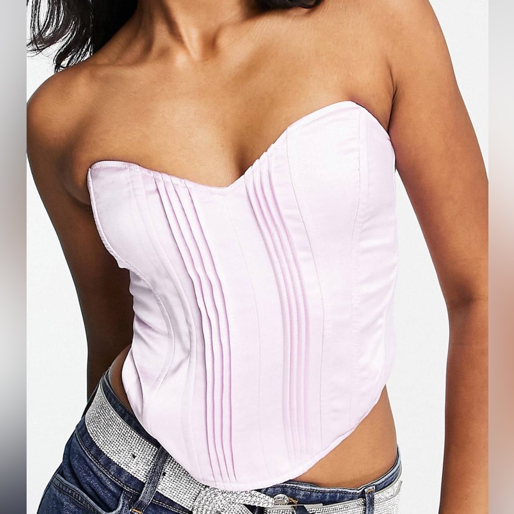NWT Bershka satin corset top in lilac pink XS